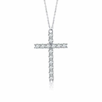 Collier de croix en argent moissanite 925 personnalisé Pendant de bijoux Coupe brillante