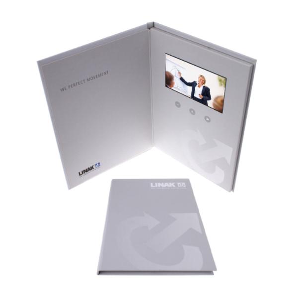 Electronic Automatic LCD Video Greeting Card With Artwork Soft Cover