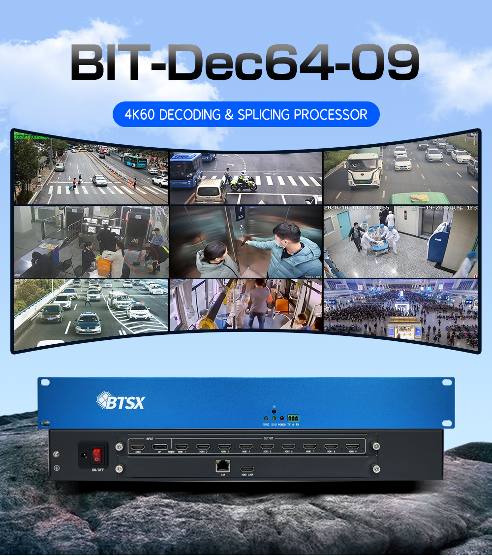 4K60 Decoding Video Wall Controller with 9-Channel Output and 64-Channel IPC Support Multi-Screen Processor