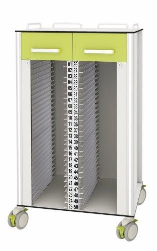 50 Compartment Folder Records Hospital Medicine Trolley