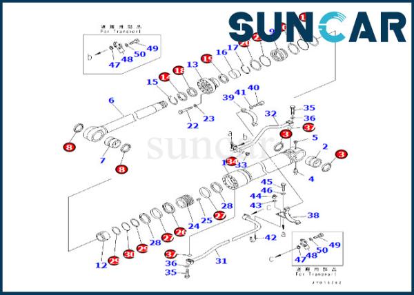 707-99-76131 7079976131 jogo de reparação do cilindro do crescimento de Kit For PC600-8 PC600-8R do selo do cilindro do crescimento de KOMATSU