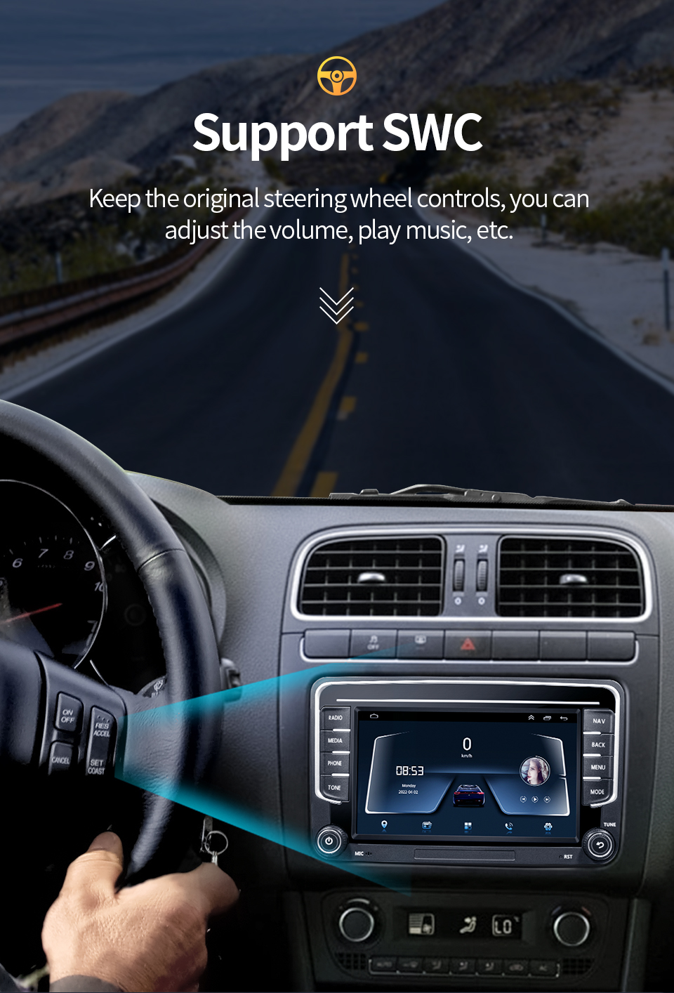 GRANDnavi 7-дюймовый двойной дино Android автомобильное радио Авто BT CarPlay для автомобильной стерео VW