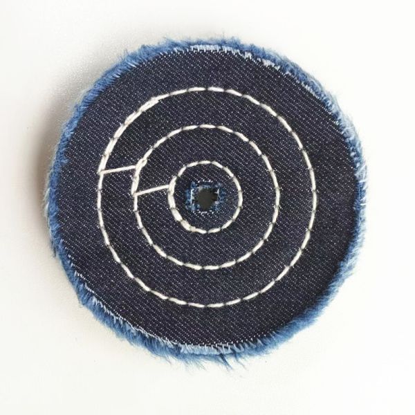 Blue Denim Jean Cotton Buffing Wheel 4 100mm For Mirroring Metal Stainless Steel Polishing