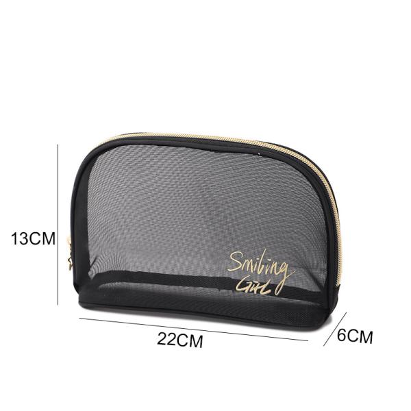 Zipper Closure Black Mesh Makeup Tools Organizer Beauty Cosmetic Bag for Beauty Lovers