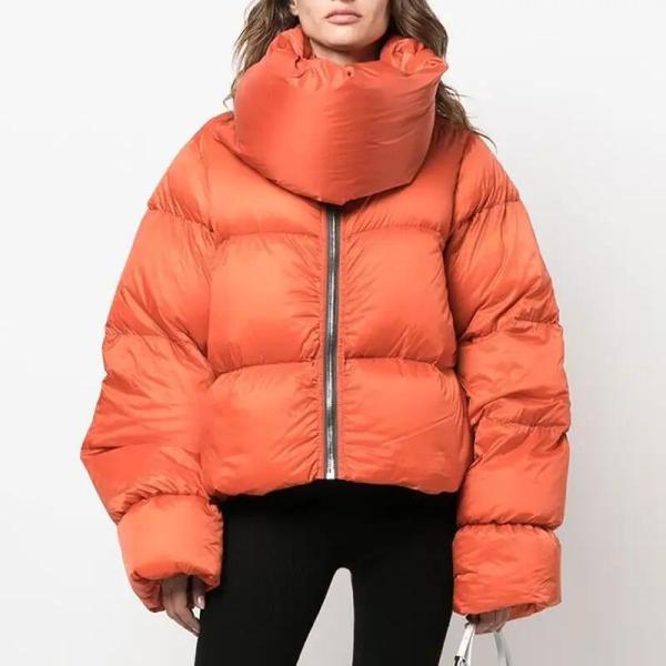                  Winter New Thick Down Cotton Puffer Coat for Ladies Vintage Warm Women Clothing Scarf Design Bubble Jacket             