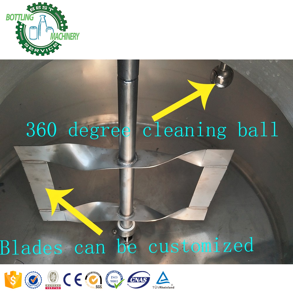 2000l Double Jacket Hot and Cold Mixing tank with Pump