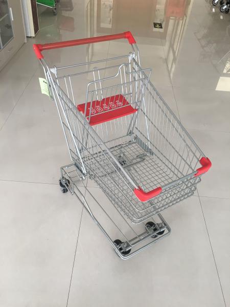 60L Grocery Store Cart , Wire Shopping Trolley With 4 Swivel 4 Inch PU Wheels