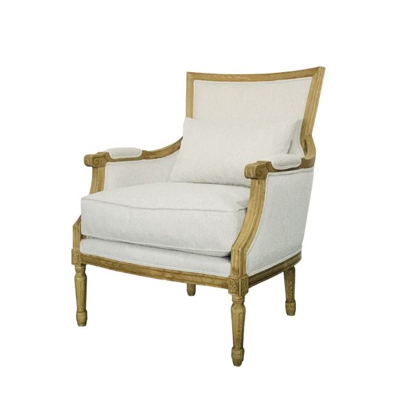 French Neoclassical Solid Wood Upholstered Accent Chair, 1-Seater LG-5007