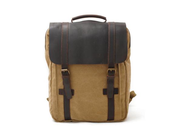 CL-500 Khaki Hot Sale Vintage Design Canvas and Leather Laptop Bag