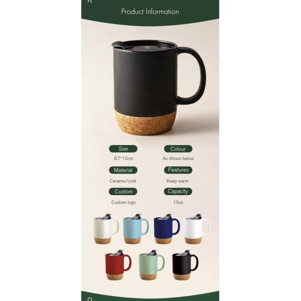 Custom Logo 15oz Sublimation Porcelain Coffee Mug Ceramic Cup With Handle Lid And Wooden Bottom