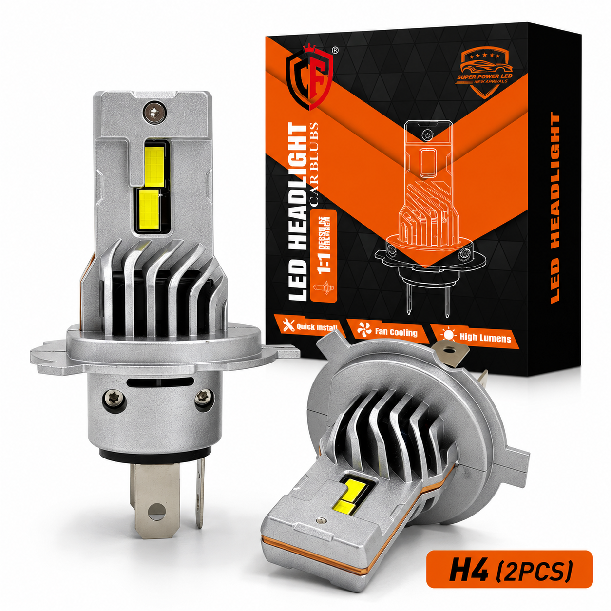 F35 Compact LED Headlight Bulb with 16800 Lumens Built-in Fan and Heat Sink IP68 Waterproof for Car Headlight Replacement