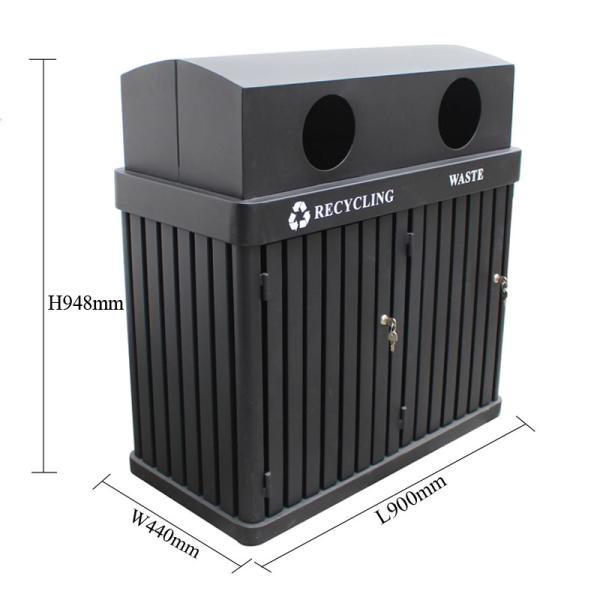 Двуугольные железные наружные мусорные баки, 120 литровые мусорные баки, установленные на поверхности