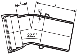 22.5 Degree Bend Ductile Iron Fittings Socket Spigot BS EN598 EN545
