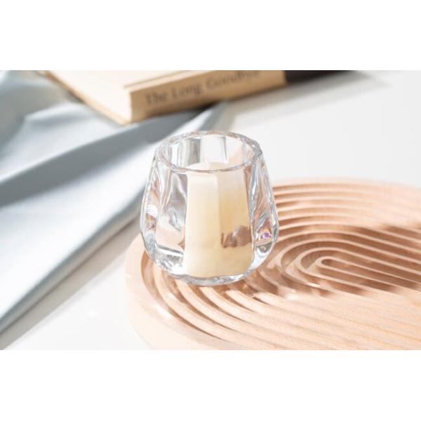 3 Inch Clear Faceted Round Glass Votive Candle Holders Machine Pressed