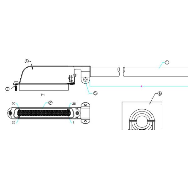 Сборка кабеля RJ21 IDC выход крышки металла 90 градусов или 45 градусов