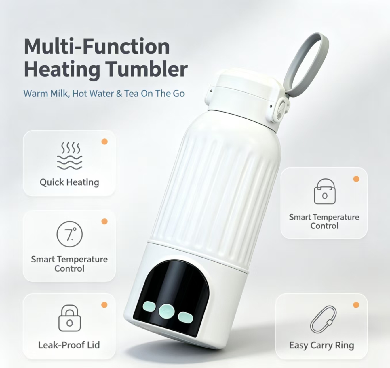 Baby Bottle Warmer Portable USB Powered Milk Heater with Adjustable Temperature Control for Travel and Home Suitable for 17oz Bottles