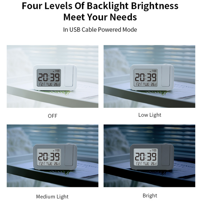 Батарея USB часов термометра Dimmable дисплея LCD крытая на открытом воздухе использующая энергию