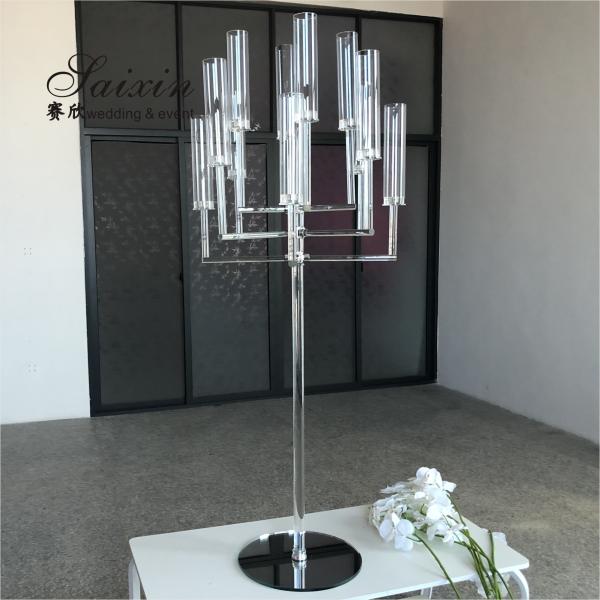 9 Branch Crystal Glass Candelabra Crystal Candle Stands For Home Decor 55CM