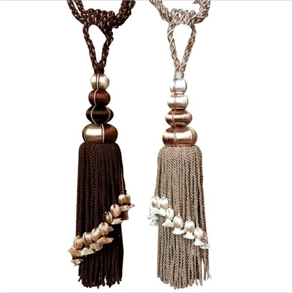 Hot sale new design 2017 cotton long cord tassel tieback hook for curtain accessory