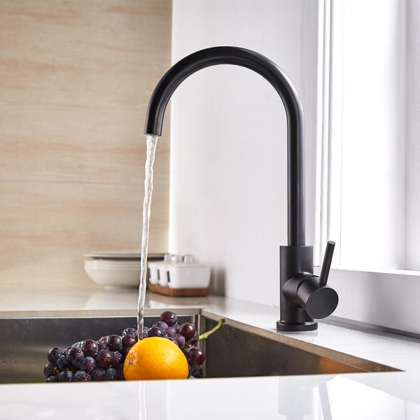Matte Black Goose Neck Kitchen Faucet Single Handle Kitchen Faucet Steel 304/316 Material