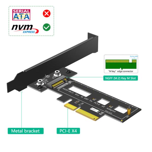 M.2 NGFF PCI-e SSD на PCI Express 3.0 x4 Host Adapter Card - поддержка M.2 PCIe (NVMe или AHCI) типа 2242 2260 2280