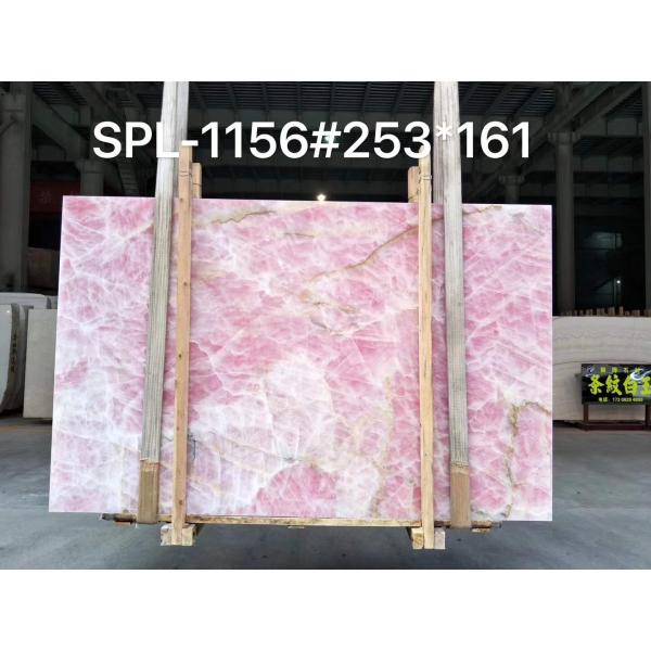 Backlit Ice Age Onyx Marble Wall Panel Translucent Crystal Pink Onyx Countertop