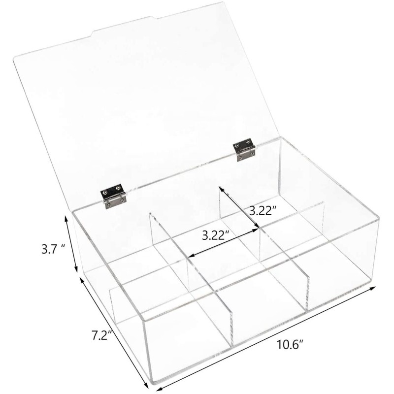 Clear Acrylic Trading Card Storage Box Multi-Compartment Organizer TCG Deck Game Cards Multifunctional Transparent Display Case
