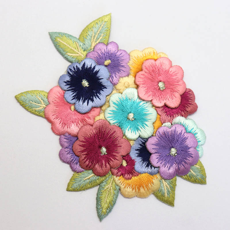 Three-Dimensional Applique Flower Embroidery Badge Flower Patches for Clothes