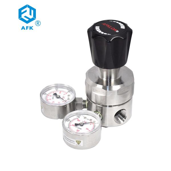 AFK R12 316 Stainless Steel Pressure Regulator Dual Gauge Nitrogen 6000psi