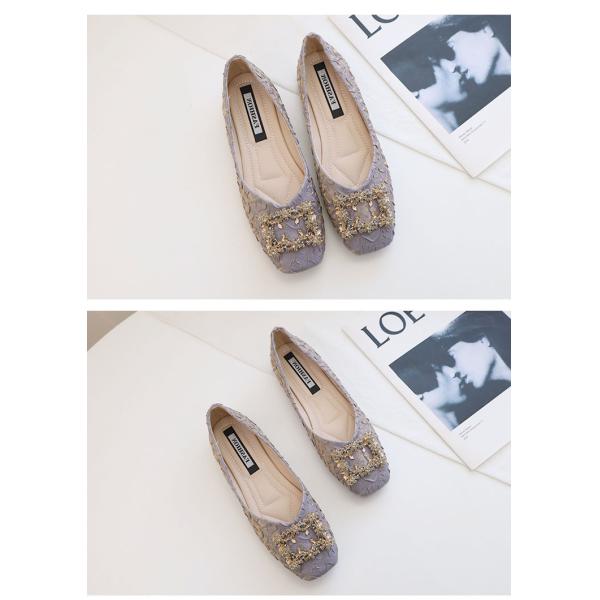 Fairy Style Soft Soled Square Buckle Shoes Spring And Autumn Flat Bottomed