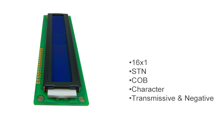 Negative COB 16x1 Character LCD 1601 Display With STN Blue Type Custom