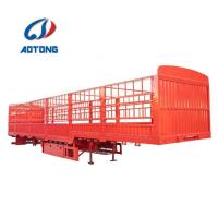 3 Axles 60 Tons Truck Open Cargo Flatbed Stake Fence Trailer with 2