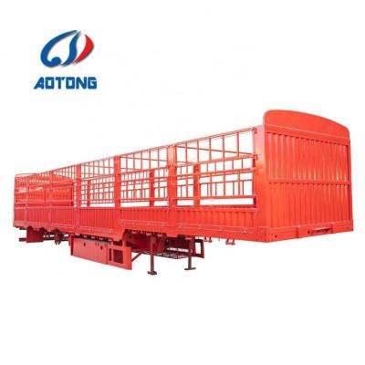 3 Axles 60 Tons Truck Open Cargo Flatbed Stake Fence Trailer with 2 JOST King Pin