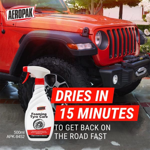 Aeropak 500ml Tire Cleaner Spray & Foam-Shine Tire & Wheel Cleaner Plastic Bottle