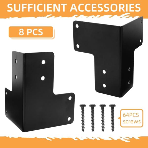 Corner Mount Metal Workbench Brackets 8Pcs Black Powder Coated For Deck Edge