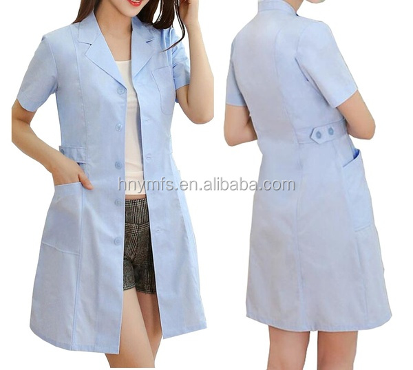 High Quality Customized Blue Lab Coat Women Nurse Medical Scrub Suit Design