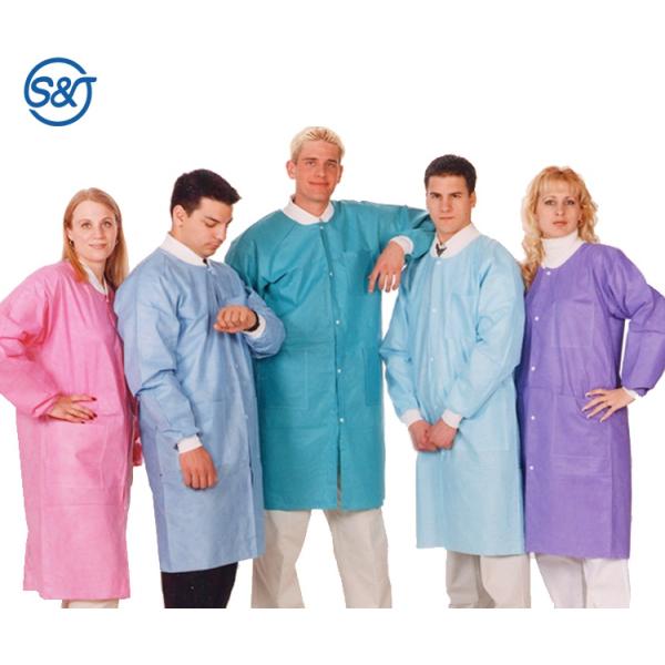Good quality PE/SMS disposable Laboratory Isolation Gown different colors non woven medical visitor gown