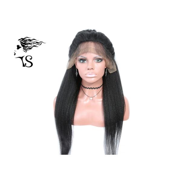 Kinky Straight Full Lace Remy Human Hair Wigs , 130% Density Virgin Hair Full