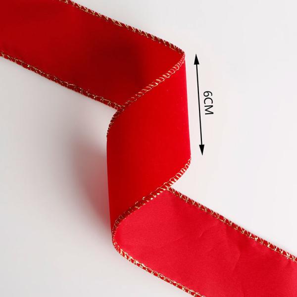 Amostra grátis 100% Poliéster 60mm Custom Red Velvet Decoração de fita de Natal