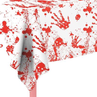 Toalha de mesa ensanguentado descartável personalizada do LDPE Handprint para Dia das Bruxas
