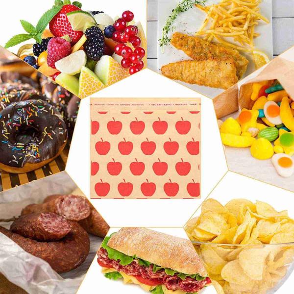 PMS CMYK Sealable Kraft Paper Food Bags Wrappers for Sandwich Desserts Burger