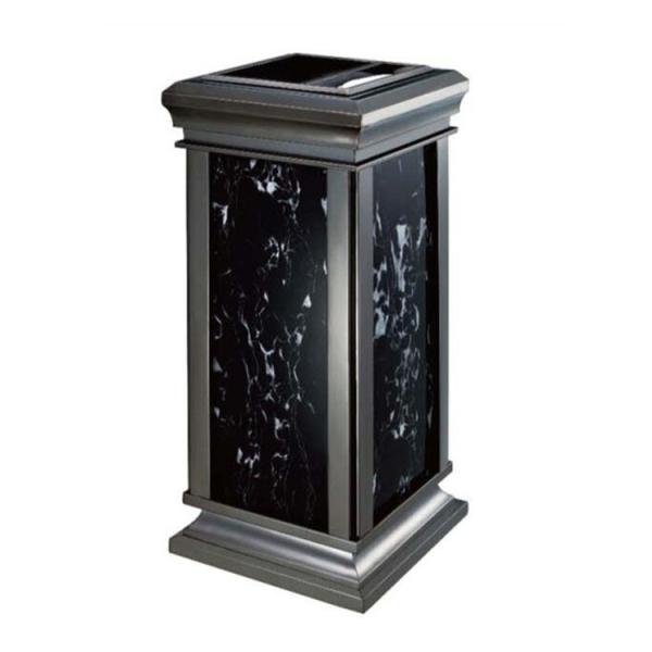 Hotel Elevator Entrance Large Marble Stainless Steel Trash Can Waste Bin Garbage Can Dustbin with Ashtray