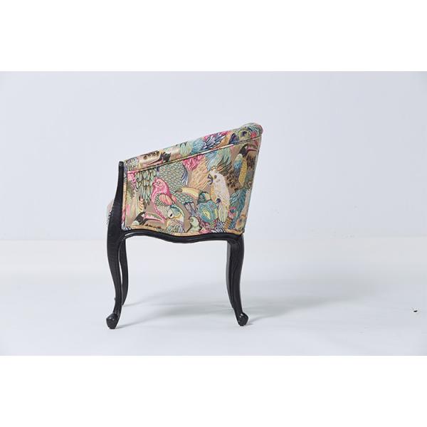Elegant black with grain Wood Frame Chair French Style Chair Crazy birds Fabric Antique Armchair Accent chair