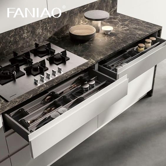 Armoires de cuisine en mélamine de nouveau design pour projet de villa