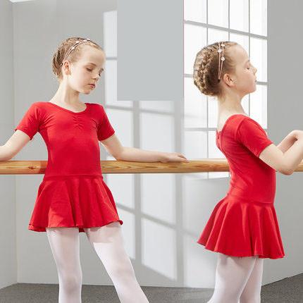Children's cotton and spandex dance clothing Summer baby girl uniforms short sleeve ballet dance dress