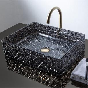 Modern Luxury Crystal Glass Sink 5.0 Review Colorful Diamond Vessel Art Tempered Glass Wash Basin for Hotels Drainer Bathroom
