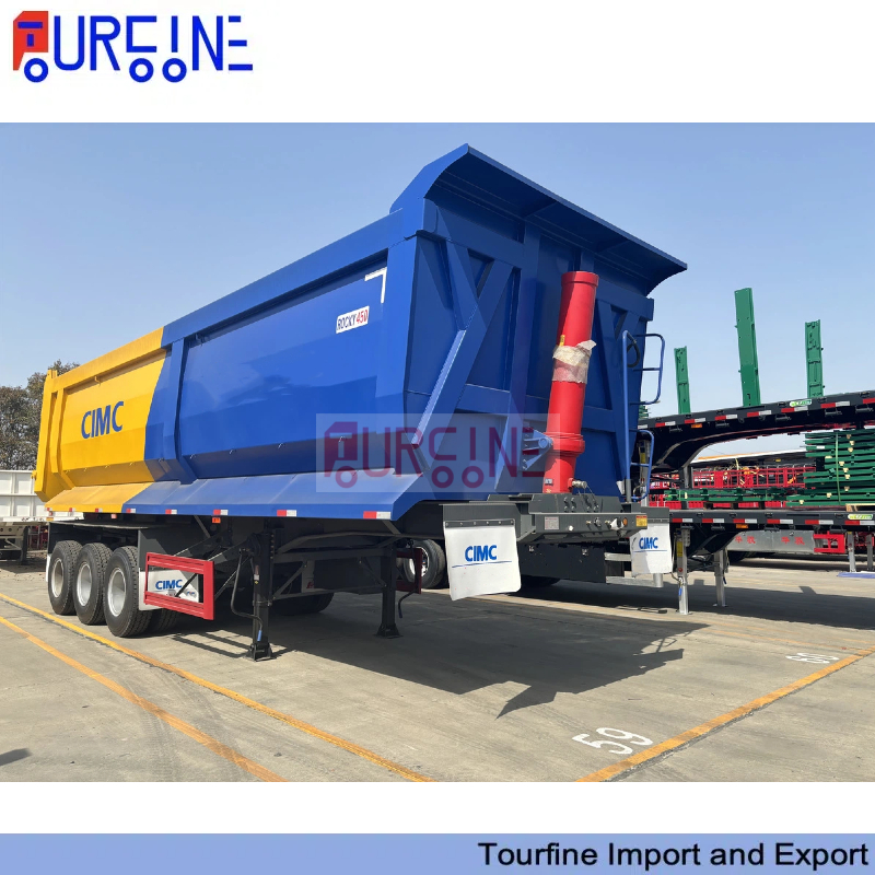 Tri Axle 40 Ton Rear Dump Semi Trailer For Sand Stone Aggregate Transportation