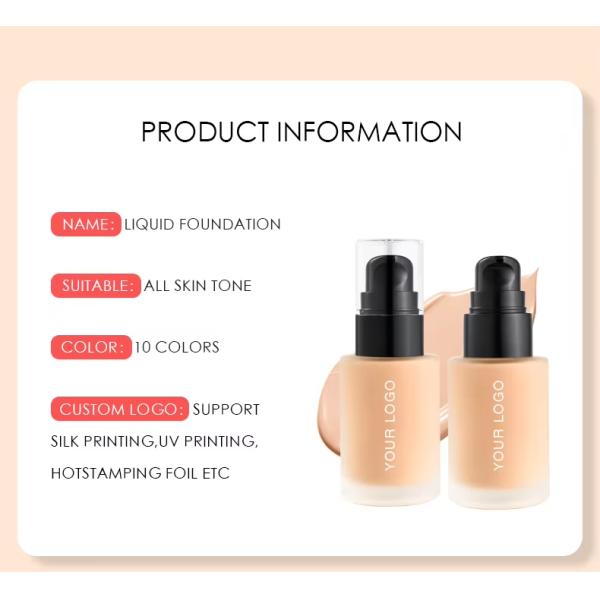 OEM Long Lasting Vegan Liquid Foundation Waterproof Face Matte SPF30 Makeup Concealer Foundation
