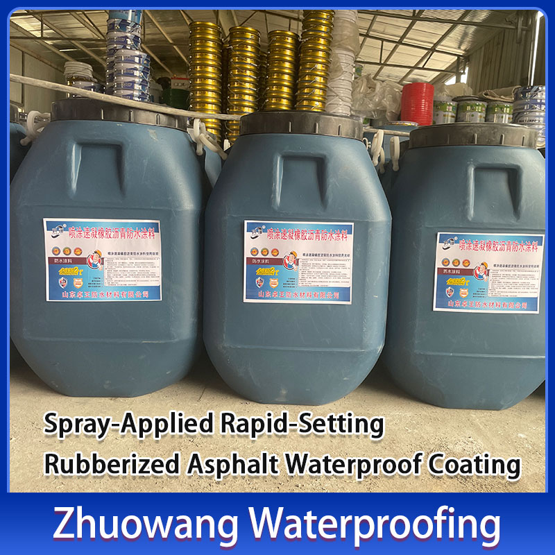 Spray On Rapid Curing Rubberized Asphalt Waterproof Coating For Tunnels And Culverts