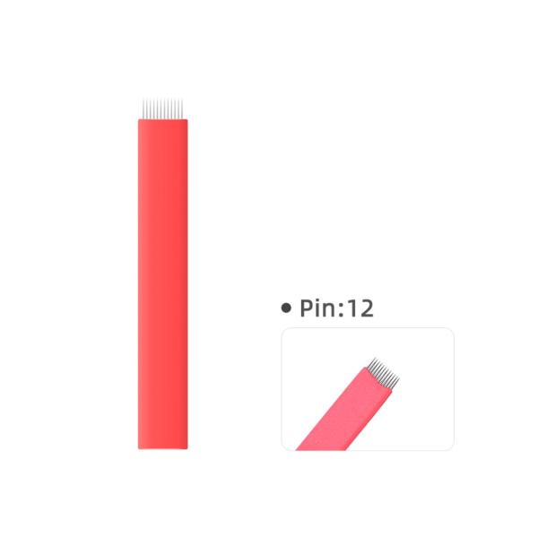 Grado médico Microblading rojo de acero inoxidable #12 de # cuchilla plana 14 agujas